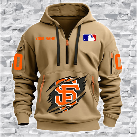LIMITED EDITION - NEW CUSTOMIZED MLB06 SF GIANTS QUARTER ZIP HOODIE