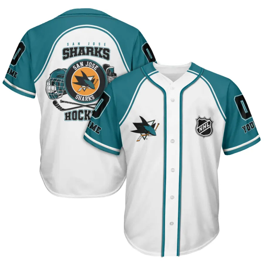 LIMITED EDITION - NEW CUSTOMIZED NHL32 SJS SAN JOSE SHARKS BASEBALL JERSEY