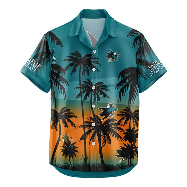LIMITED EDITION - NEW CUSTOMIZED NHL32 SJS SAN JOSE SHARKS UNISEX HAWAIIAN SHIRT & SHORTS SET