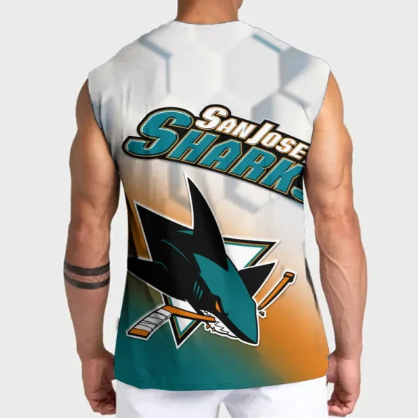 LIMITED EDITION - NEW CUSTOMIZED NHL32 SJS SAN JOSE SHARKS TANK TOP & GYM SHIRT