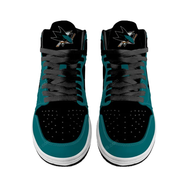 LIMITED EDITION - NEW CUSTOMIZED NHL32 SJ SHARKS AIR JORDAN SNEAKERS