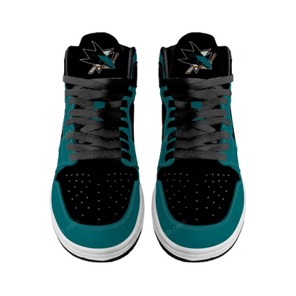 LIMITED EDITION - NEW CUSTOMIZED NHL32 SJ SHARKS AIR JORDAN SNEAKERS