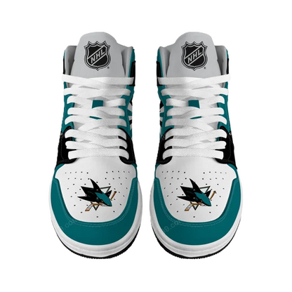 LIMITED EDITION - NEW CUSTOMIZED NHL32 SJ SHARKS AIR JORDAN SNEAKERS