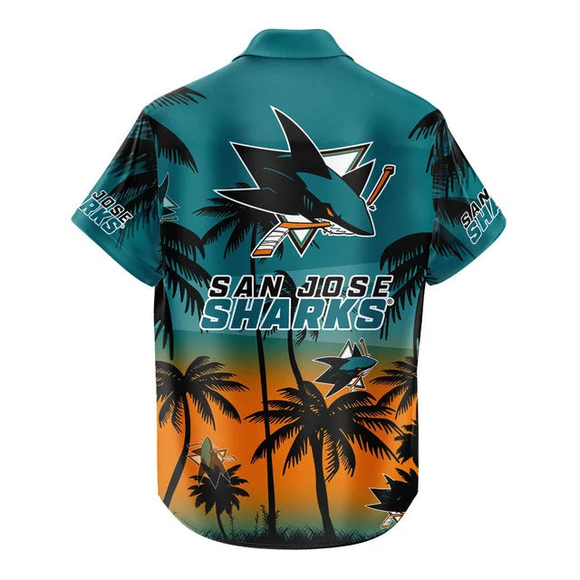 LIMITED EDITION - NEW CUSTOMIZED NHL32 SJS SAN JOSE SHARKS UNISEX HAWAIIAN SHIRT & SHORTS SET