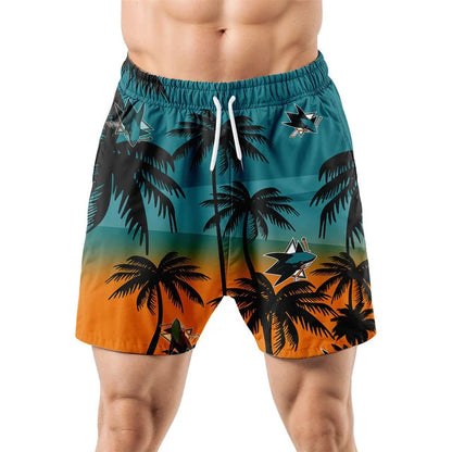 LIMITED EDITION - NEW CUSTOMIZED NHL32 SJS SAN JOSE SHARKS UNISEX HAWAIIAN SHIRT & SHORTS SET