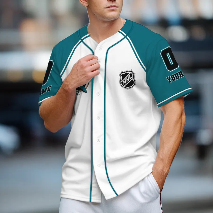 LIMITED EDITION - NEW CUSTOMIZED NHL32 SJS SAN JOSE SHARKS BASEBALL JERSEY