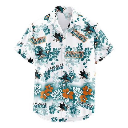 LIMITED EDITION - NEW CUSTOMIZED NHL32 SJS SAN JOSE SHARKS UNISEX HAWAIIAN SHIRT & SHORTS SET