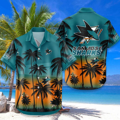 LIMITED EDITION - NEW CUSTOMIZED NHL32 SJS SAN JOSE SHARKS UNISEX HAWAIIAN SHIRT & SHORTS SET