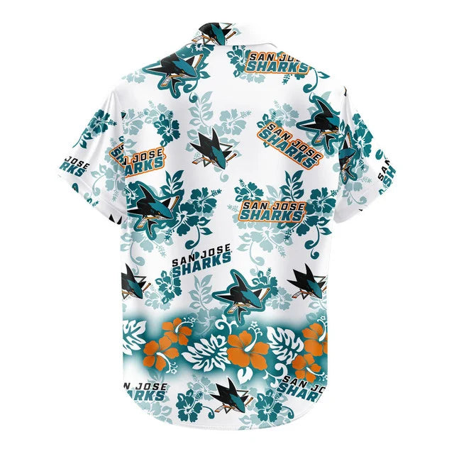 LIMITED EDITION - NEW CUSTOMIZED NHL32 SJS SAN JOSE SHARKS UNISEX HAWAIIAN SHIRT & SHORTS SET