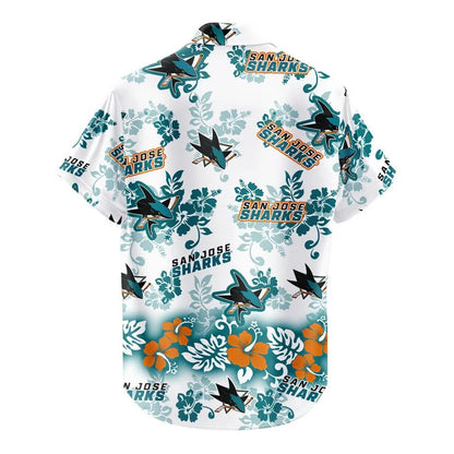 LIMITED EDITION - NEW CUSTOMIZED NHL32 SJS SAN JOSE SHARKS UNISEX HAWAIIAN SHIRT & SHORTS SET