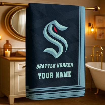 LIMITED EDITION - NEW CUSTOMIZED NHL20 STK SEATTLE KRAKEN BEACH & BATH TOWEL