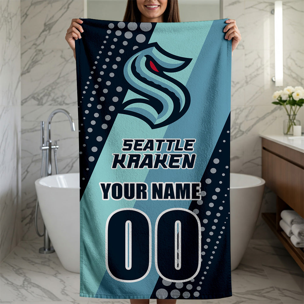 LIMITED EDITION - NEW CUSTOMIZED NHL20 STK SEATTLE KRAKEN BEACH & BATH TOWEL