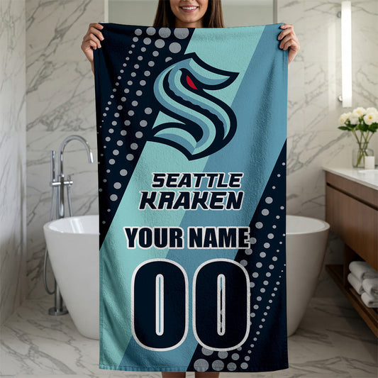 LIMITED EDITION - NEW CUSTOMIZED NHL20 STK SEATTLE KRAKEN BEACH & BATH TOWEL