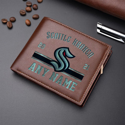 LIMITED EDITION - NEW CUSTOMIZED NHL20 STK SEATTLE KRAKEN LEATHER WALLET