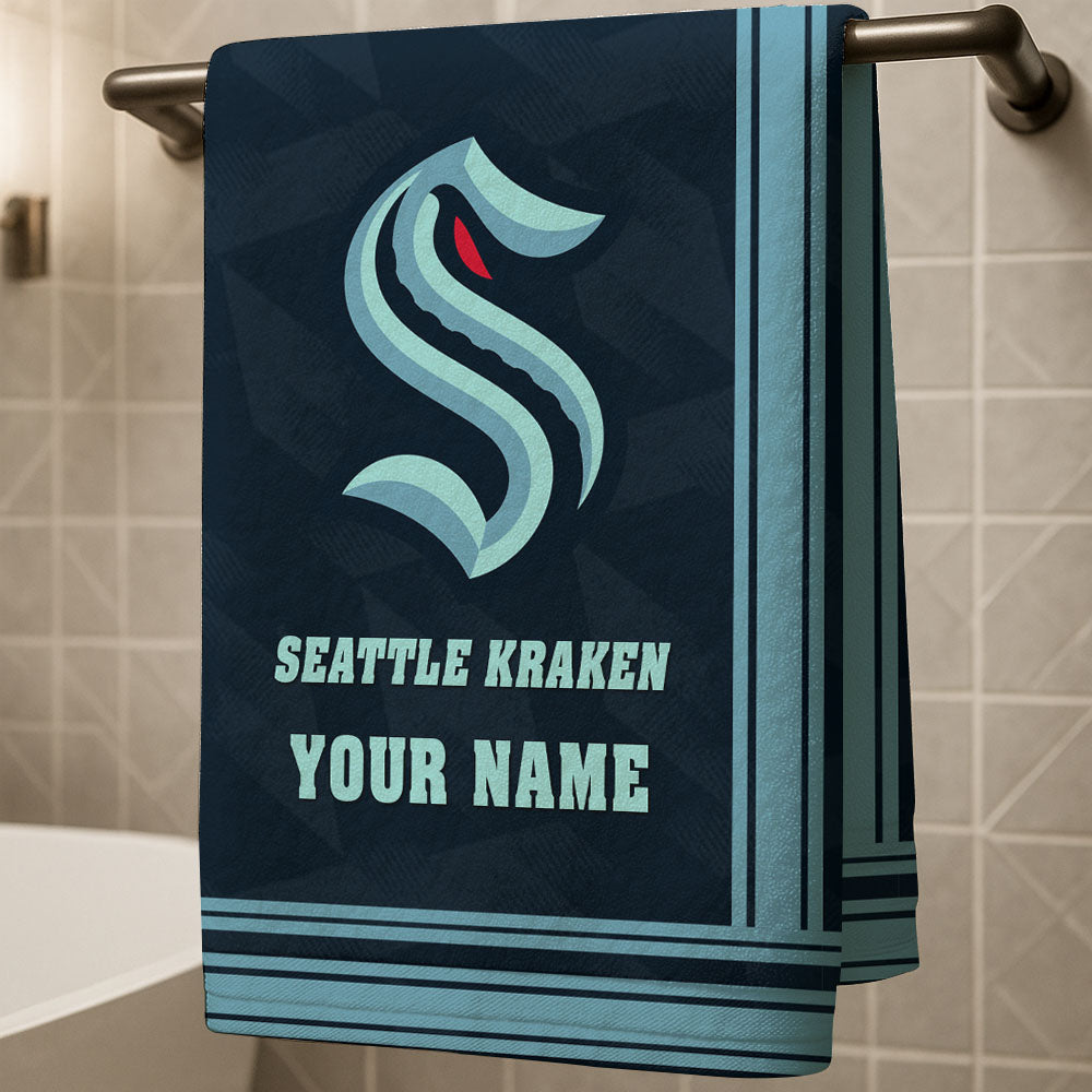 LIMITED EDITION - NEW CUSTOMIZED NHL20 STK SEATTLE KRAKEN BEACH & BATH TOWEL