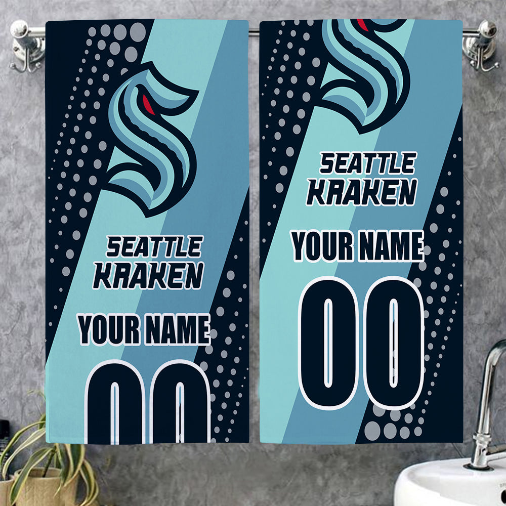 LIMITED EDITION - NEW CUSTOMIZED NHL20 STK SEATTLE KRAKEN BEACH & BATH TOWEL