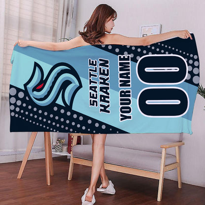 LIMITED EDITION - NEW CUSTOMIZED NHL20 STK SEATTLE KRAKEN BEACH & BATH TOWEL