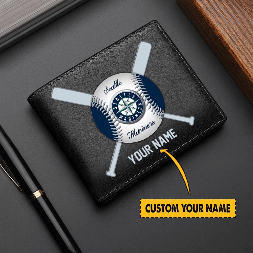 LIMITED EDITION - NEW CUSTOMIZED MLB14 SMS SEATTLE MARINERS LEATHER WALLET