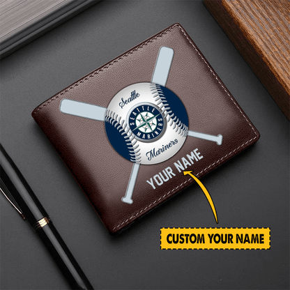 LIMITED EDITION - NEW CUSTOMIZED MLB14 SMS SEATTLE MARINERS LEATHER WALLET
