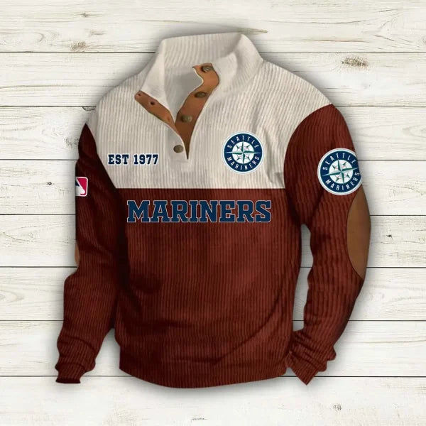 [FLASH SALE] NEW CUSTOMIZED MLB14 SMS SEATTLE MARINERS BUTTON SWEATSHIRTS STAND COLLAR