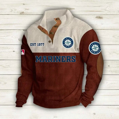 [FLASH SALE] NEW CUSTOMIZED MLB14 SMS SEATTLE MARINERS BUTTON SWEATSHIRTS STAND COLLAR