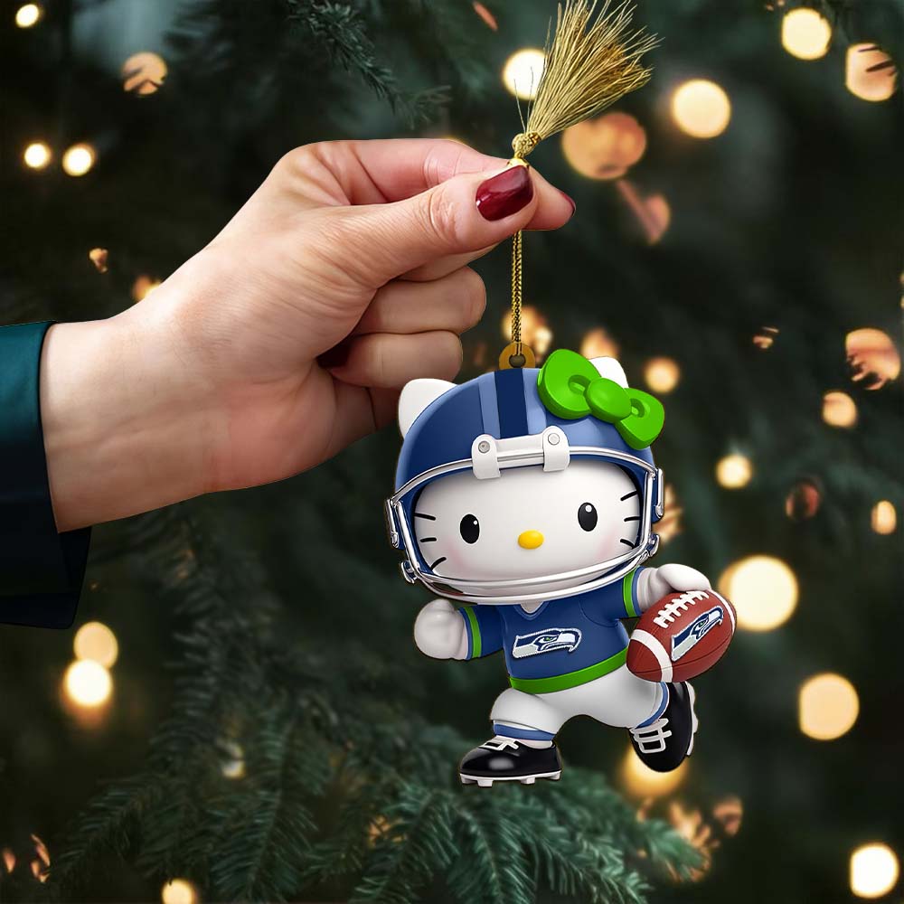LIMITED EDITION - NEW CUSTOMIZED NFL06 SSH SEATTLE SEAHAWKS HELLO KITTY ACRYLIC ORNAMENT