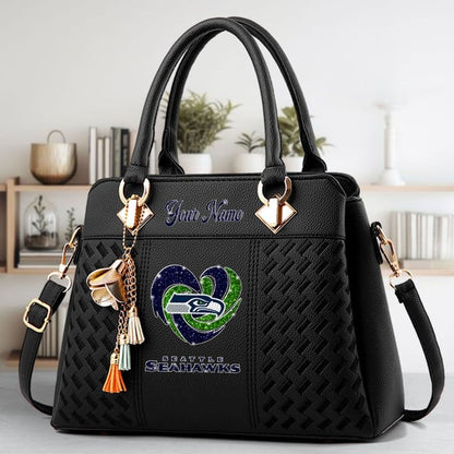 LIMITED EDITION - NEW CUSTOMIZED NFL06 SSH SEATTLE SEAHAWKS ZIP HANDBAG MULTICOLOR