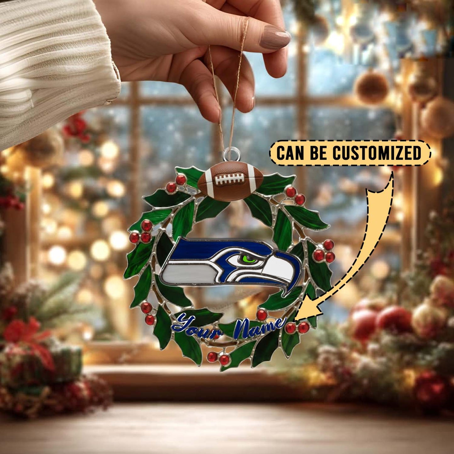 LIMITED EDITION - NEW CUSTOMIZED NFL06 SSH SEATTLE SEAHAWKS ACRYLIC ORNAMENT