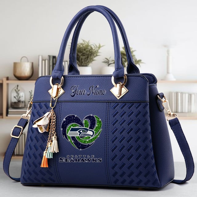 LIMITED EDITION - NEW CUSTOMIZED NFL06 SSH SEATTLE SEAHAWKS ZIP HANDBAG MULTICOLOR