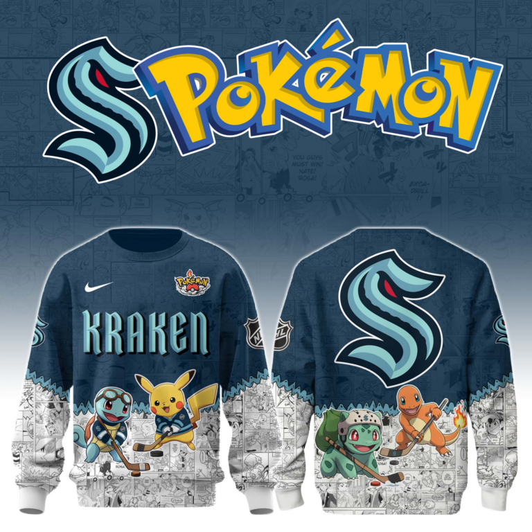 LIMITED EDITION - NEW CUSTOMIZED NHL20 SEATTLE KRAKEN X POKÉMON T-SHIRT, SWEATSHIRT, HOODIE & ZIP HOODIE