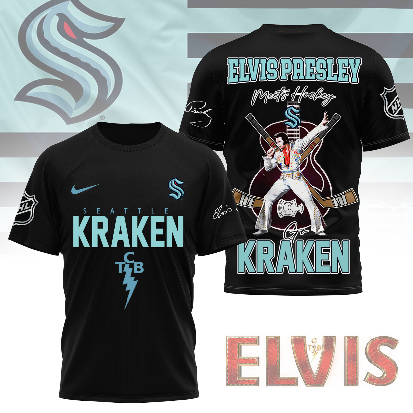 LIMITED EDITION - NEW CUSTOMIZED NHL20 STK SEATTLE KRAKEN X ELVIS PRESLEY FAN 3D SHIRT
