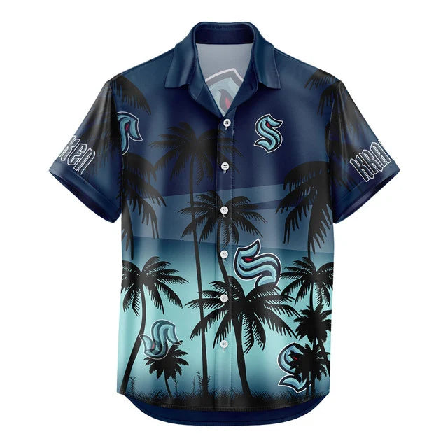 LIMITED EDITION - NEW CUSTOMIZED NHL20 SEATTLE KRAKEN UNISEX HAWAIIAN SHIRT & SHORTS SET