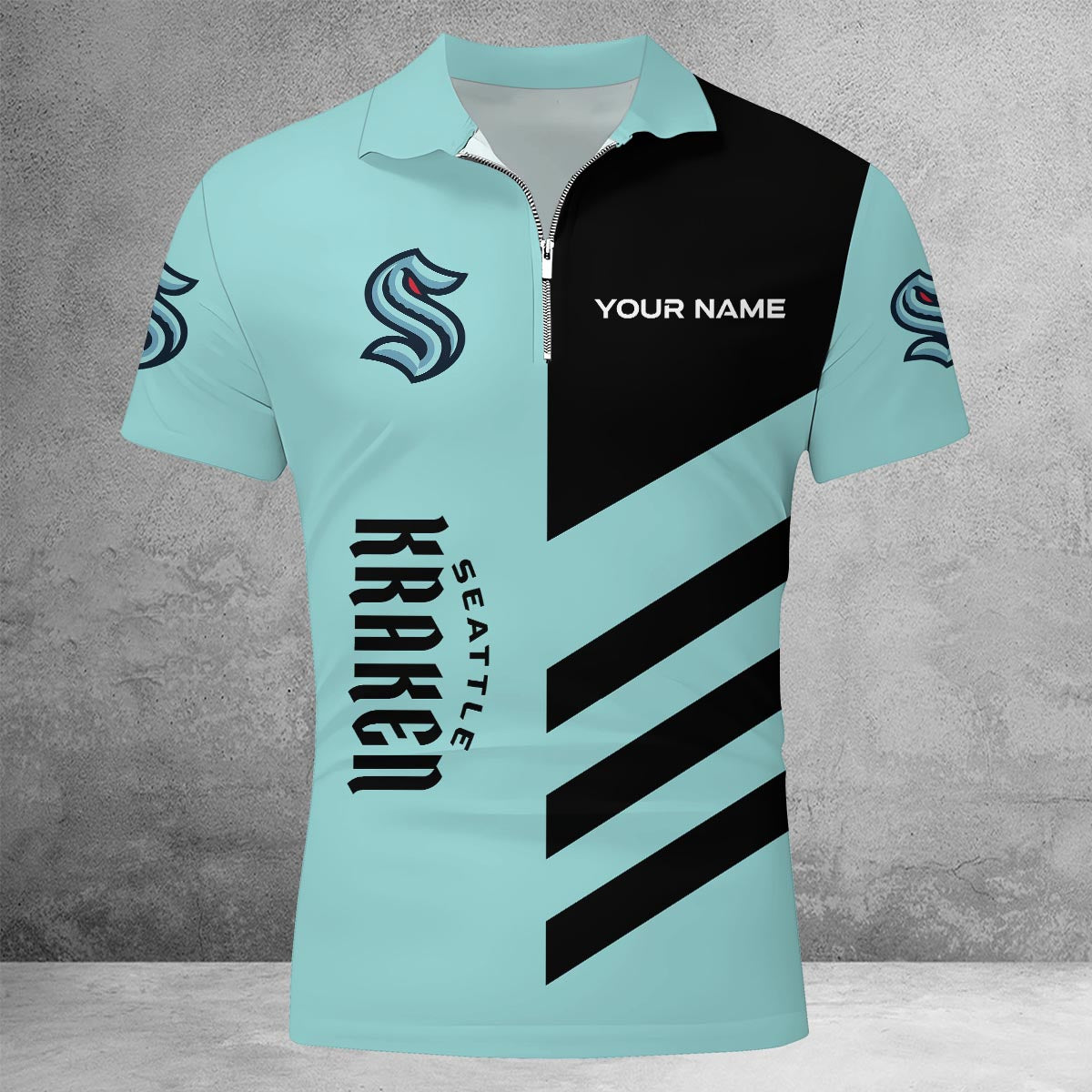 LIMITED EDITION - NEW CUSTOMIZED NHL20 STK SEATTLE KRAKEN ZIP POLO SHIRT