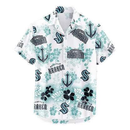 LIMITED EDITION - NEW CUSTOMIZED NHL20 SEATTLE KRAKEN UNISEX HAWAIIAN SHIRT & SHORTS SET
