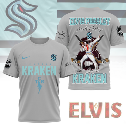 LIMITED EDITION - NEW CUSTOMIZED NHL20 STK SEATTLE KRAKEN X ELVIS PRESLEY FAN 3D SHIRT