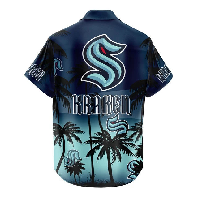 LIMITED EDITION - NEW CUSTOMIZED NHL20 SEATTLE KRAKEN UNISEX HAWAIIAN SHIRT & SHORTS SET