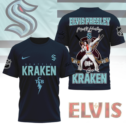 LIMITED EDITION - NEW CUSTOMIZED NHL20 STK SEATTLE KRAKEN X ELVIS PRESLEY FAN 3D SHIRT