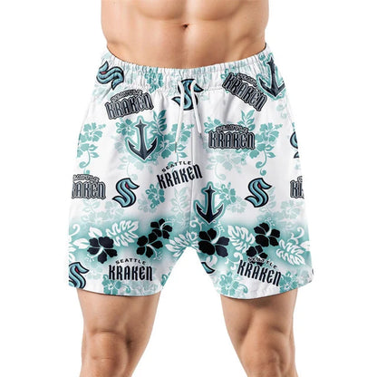 LIMITED EDITION - NEW CUSTOMIZED NHL20 SEATTLE KRAKEN UNISEX HAWAIIAN SHIRT & SHORTS SET