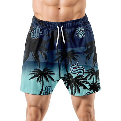 LIMITED EDITION - NEW CUSTOMIZED NHL20 SEATTLE KRAKEN UNISEX HAWAIIAN SHIRT & SHORTS SET