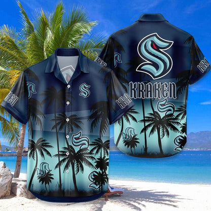 LIMITED EDITION - NEW CUSTOMIZED NHL20 SEATTLE KRAKEN UNISEX HAWAIIAN SHIRT & SHORTS SET