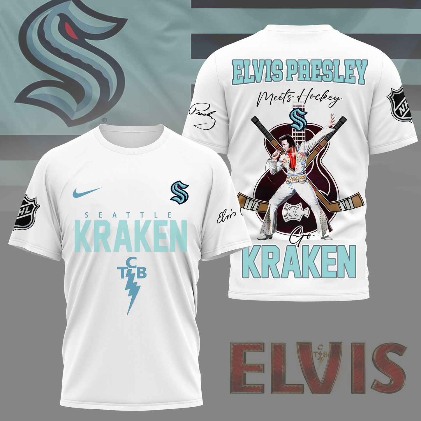 LIMITED EDITION - NEW CUSTOMIZED NHL20 STK SEATTLE KRAKEN X ELVIS PRESLEY FAN 3D SHIRT