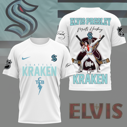 LIMITED EDITION - NEW CUSTOMIZED NHL20 STK SEATTLE KRAKEN X ELVIS PRESLEY FAN 3D SHIRT