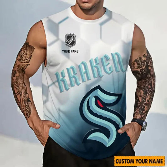 LIMITED EDITION - NEW CUSTOMIZED NHL20 STK SEATTLE KRAKEN TANK TOP & GYM SHIRT