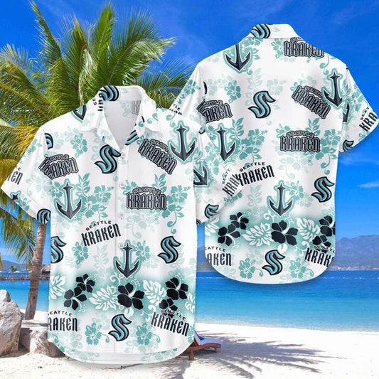LIMITED EDITION - NEW CUSTOMIZED NHL20 SEATTLE KRAKEN UNISEX HAWAIIAN SHIRT & SHORTS SET