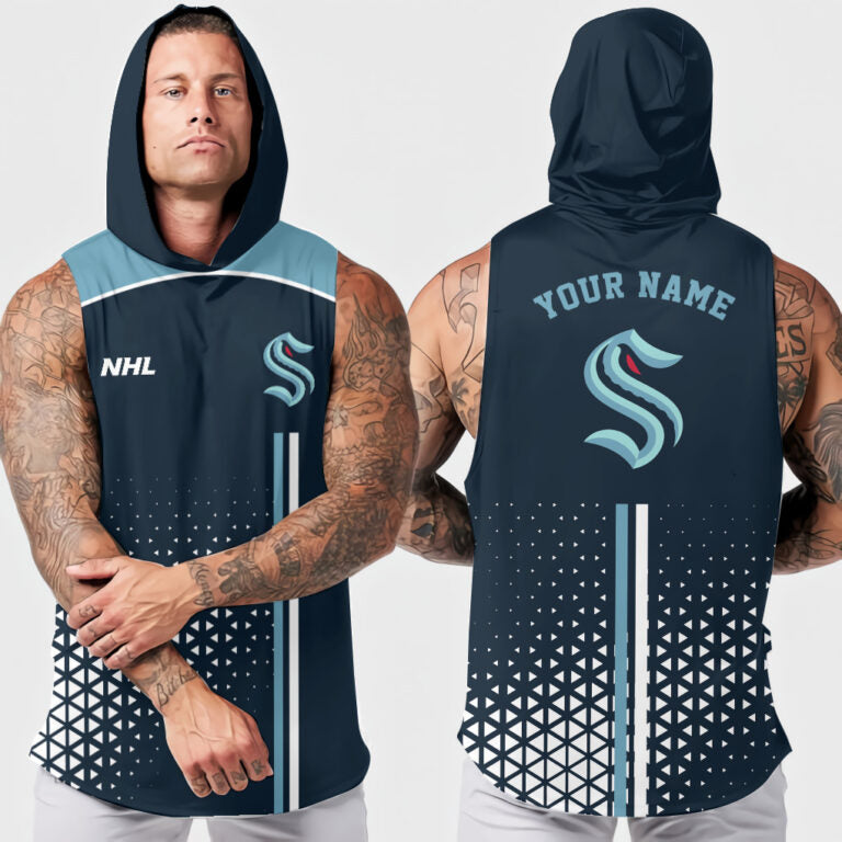 LIMITED EDITION - NEW CUSTOMIZED NHL20 SEATTLE KRAKEN HOODED TANK TOP