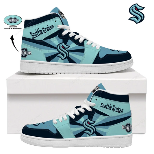 LIMITED EDITION - NEW CUSTOMIZED NHL20 ST KRAKEN AIR JORDAN SNEAKERS