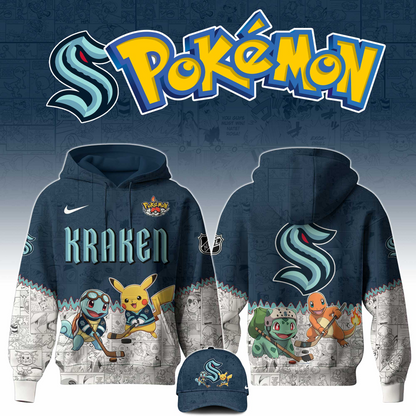 LIMITED EDITION - NEW CUSTOMIZED NHL20 SEATTLE KRAKEN X POKÉMON T-SHIRT, SWEATSHIRT, HOODIE & ZIP HOODIE