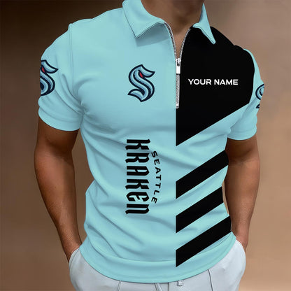 LIMITED EDITION - NEW CUSTOMIZED NHL20 STK SEATTLE KRAKEN ZIP POLO SHIRT