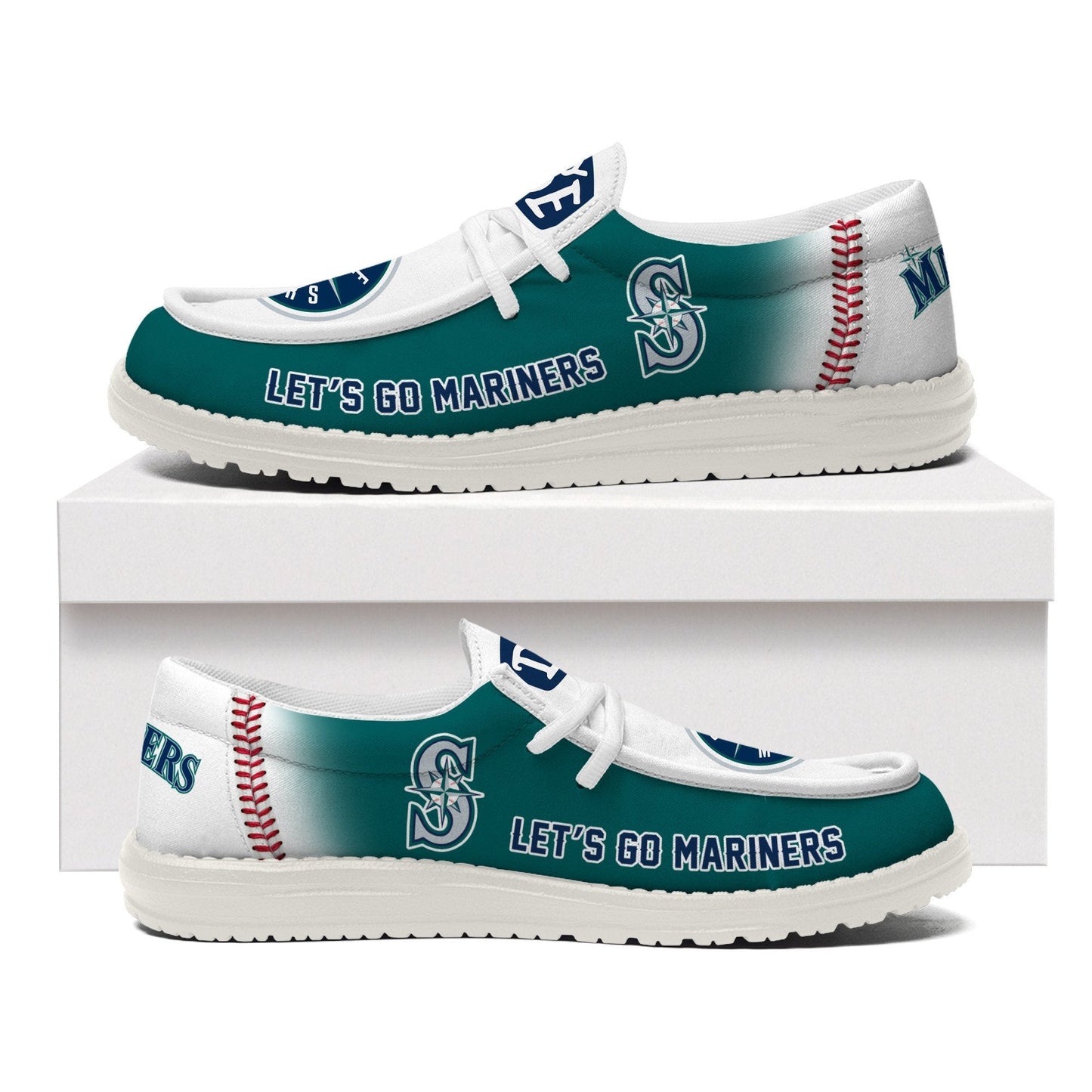 LIMITED EDITION - NEW CUSTOMIZED MLB14 SMS SEATTLE MARINERS LOAFER SHOES
