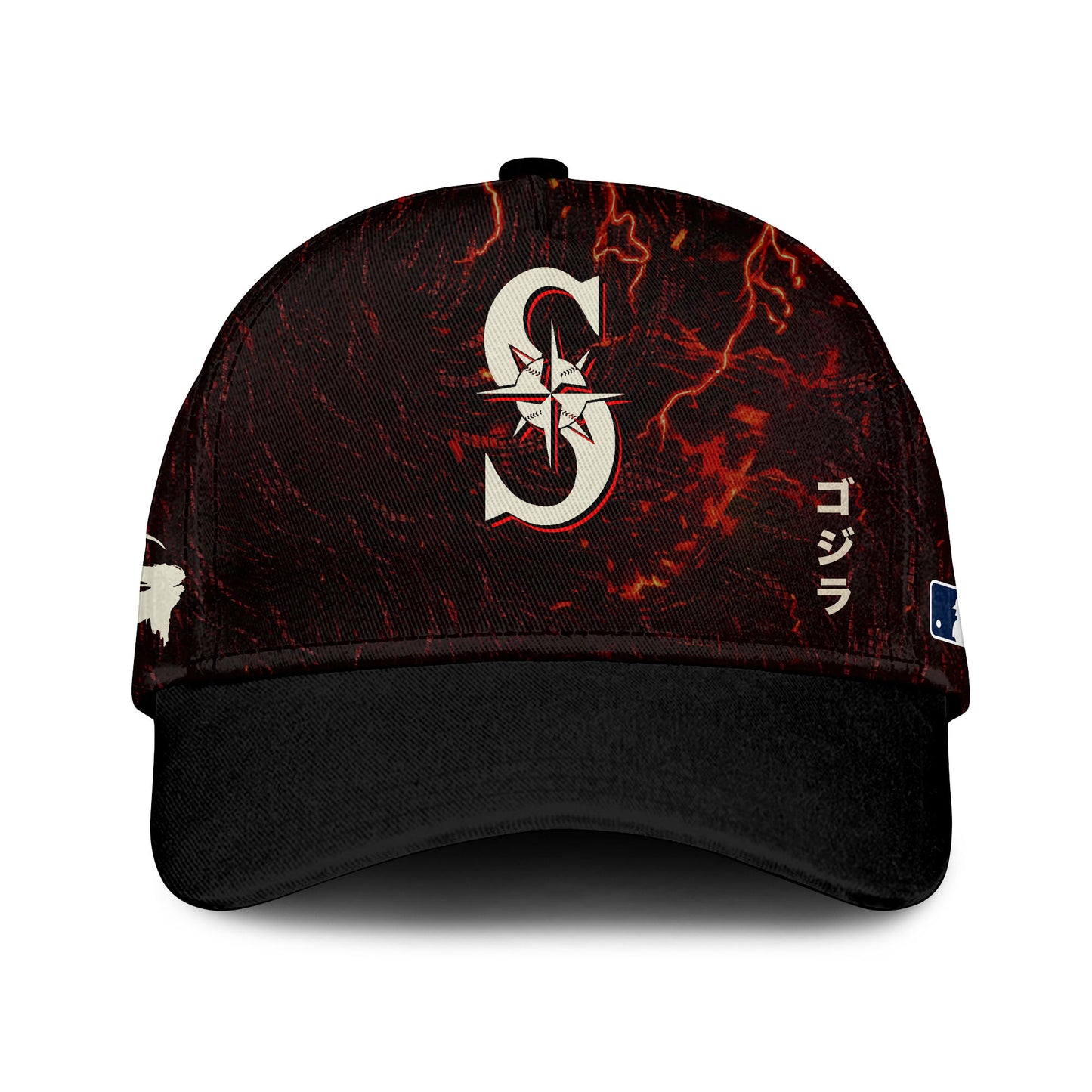 LIMITED EDITION - NEW CUSTOMIZED MLB14 SMS SEATTLE MARINERS x GODZILLA BASEBALL JERSEY & CAP